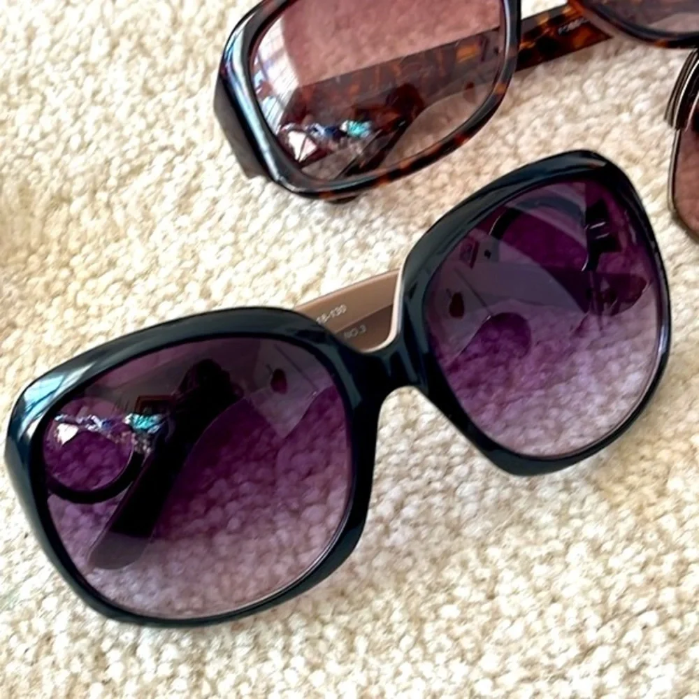 Lot of Six Pairs of Fossil Sunglasses Vintage Y2K Embellished Tortoise Polarized